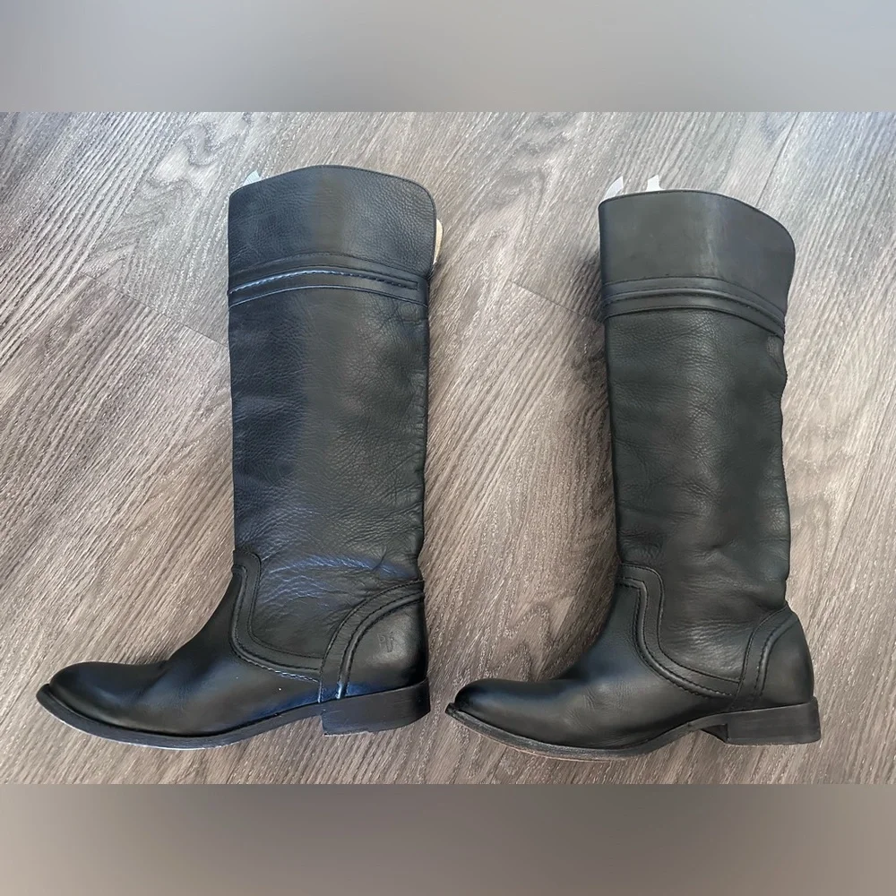 Frye Melissa Trapunto Black Leather Tall Riding/Equestrian Boot 8.5 size